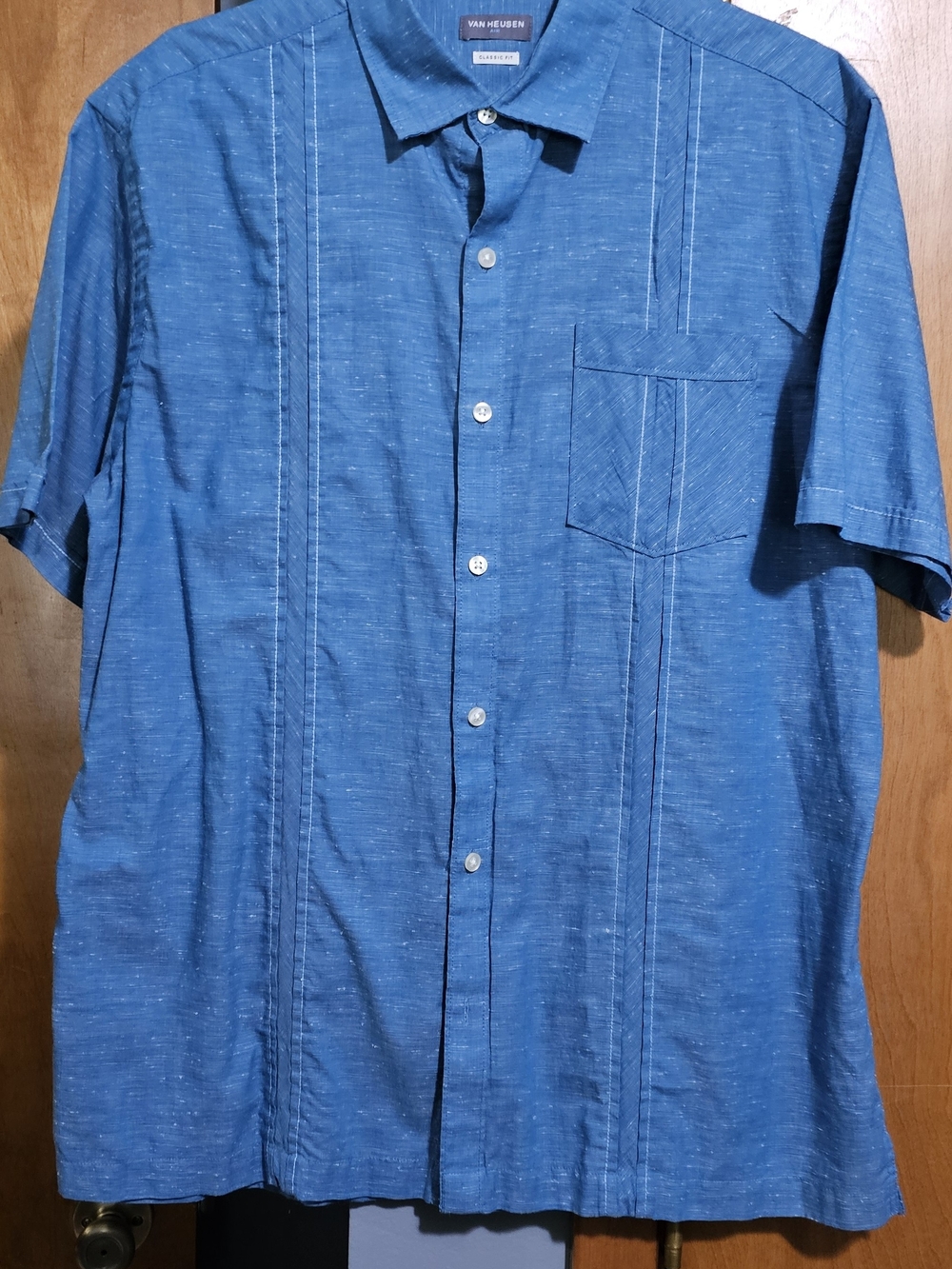 Van Heusen Blue Short-Sleeve Button-Up Shirt